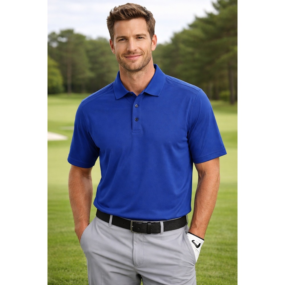 Ashworth Golf Polo Shirt Mens Large Blue Performance Short Sleeve Athletic